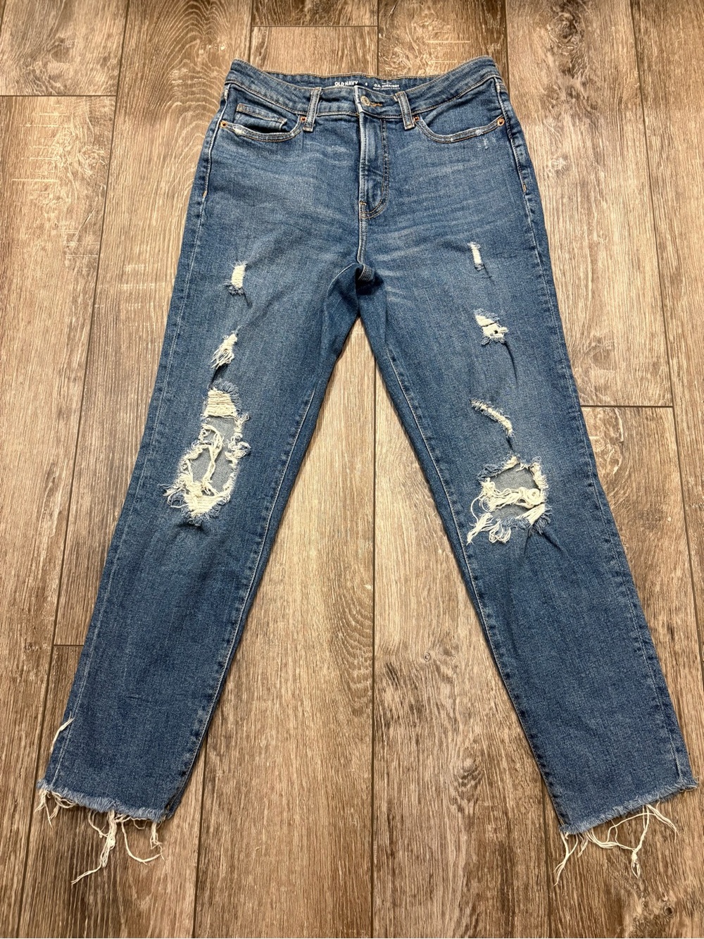 Old Navy Distressed High-Rise O.G. Straight Jeans- Size 6